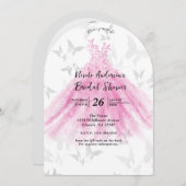 Rosa und goldfarbenes Schmetterlingsdress-Brautpar Einladung (Vorne/Hinten)