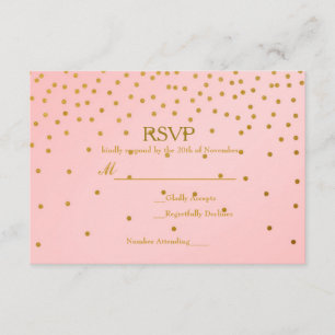 Rosa und Goldfolie Konfetti Hochzeit RSVP Karte