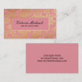 Rosa und Goldfolie schauen BlumenVisitenkarten Visitenkarte (Vorne/Hinten)