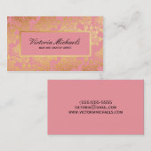 Rosa und Goldfolie schauen BlumenVisitenkarten Visitenkarte (Vorne/Hinten)