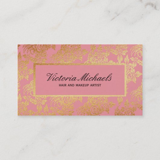 Rosa und Goldfolie schauen BlumenVisitenkarten Visitenkarte (Vorderseite)
