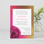 Rosa und Goldfolien-Blick-Hochzeits-Einladung Einladung (Stehend Vorderseite)