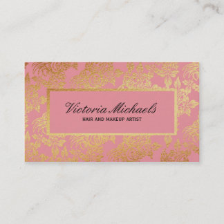 Rosa und Goldfolien-Look Florale Visitenkarten Visitenkarte