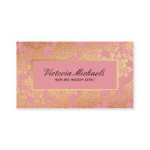 Rosa und Goldfolien-Look Florale Visitenkarten