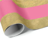 Rosa und Goldfolien-Streifen gedruckt Geschenkpapier (Rolleneckpunkt)