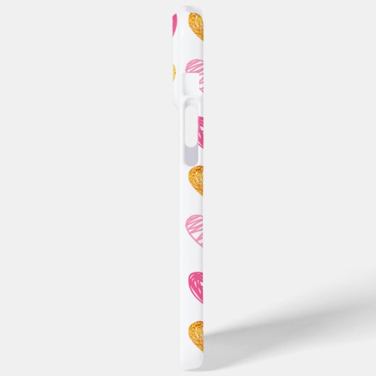 Rosa und goldgespiegelte Herzen Case-Mate iPhone Hülle (Rückseite / Links)