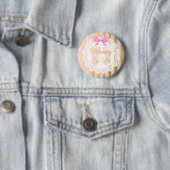 Rosa und goldgestreifte Bow Mommy zum Button (Beispiel)