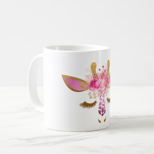 Rosa und Goldgiraffen-Tasse Kaffeetasse (Vorderseite Links)
