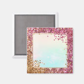 Rosa und goldglänzende Konfetti-Hintergrund Magnet (Vorderseite/Rückseite)