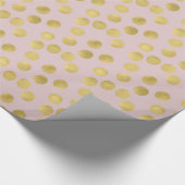Rosa und Goldglitz-Punkte Geschenkpapier (Ecke)