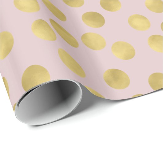 Rosa und Goldglitz-Punkte Geschenkpapier (Rolleneckpunkt)