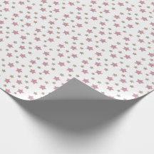Rosa und GoldGlitzer-Stern-Verpackungs-Papier