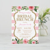 Rosa und GoldGlitzerbrautbrunch-Einladung Einladung (Stehend Vorderseite)