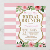 Rosa und GoldGlitzerbrautbrunch-Einladung Einladung (Vorne/Hinten)