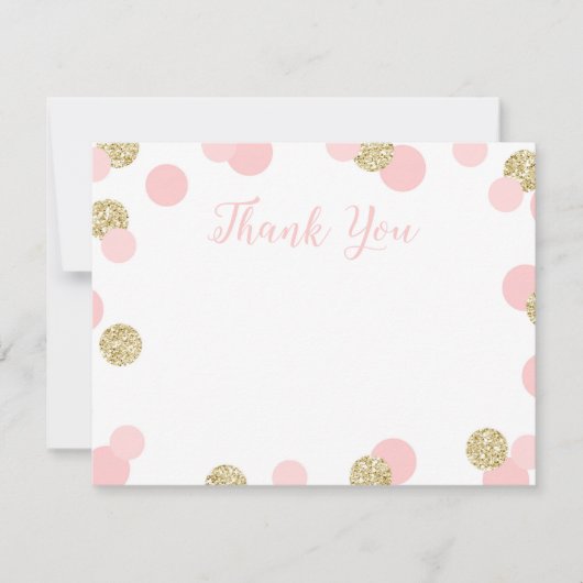 Rosa und GoldGlitzerConfetti danken Ihnen Karten (Vorderseite)