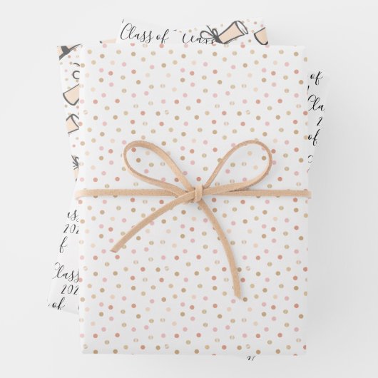 Rosa und Goldklasse des Abschlusses Geschenkpapier Set (Beispiel)