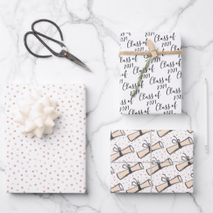 Rosa und Goldklasse des Abschlusses Geschenkpapier Set