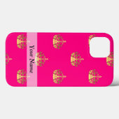 Rosa- und Goldkronenmuster Case-Mate iPhone Hülle (Rückseite (Horizontal))