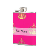 Rosa- und Goldkronenmuster Flachmann (Links)