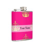 Rosa- und Goldkronenmuster Flachmann (Rechts)