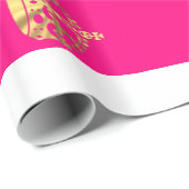 Rosa und Goldkronenmuster Geschenkpapier (Rolleneckpunkt)