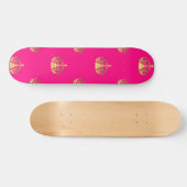Rosa- und Goldkronenmuster Skateboard (Horizontal)
