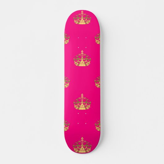 Rosa- und Goldkronenmuster Skateboard (Vorne)