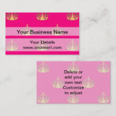 Rosa- und Goldkronenmuster Visitenkarte (Vorne/Hinten)