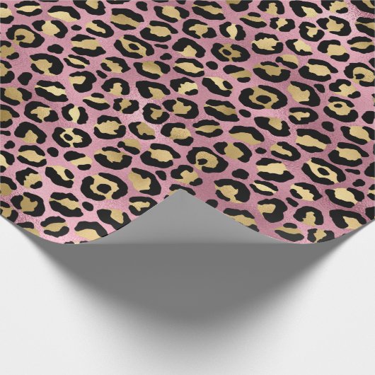 Rosa und Goldleopard Geschenkpapier (Ecke)