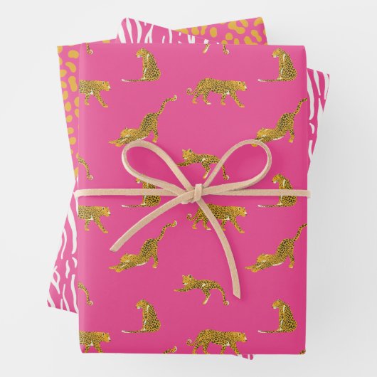 Rosa und Goldleopard Geschenkpapier Set (Beispiel)