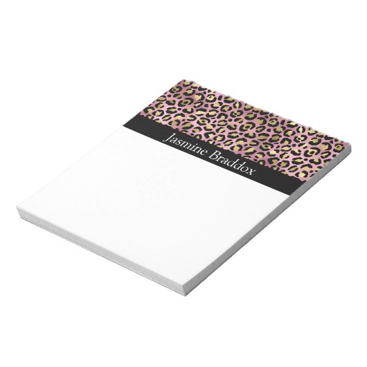 Rosa und Goldleopard Notizblock (Rotiert)