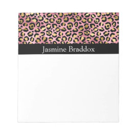 Rosa und Goldleopard Notizblock