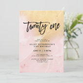 Rosa- und Goldmarmor | 21. Geburtstag Party Einladung (Stehend Vorderseite)