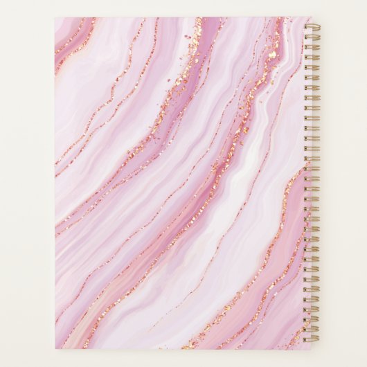 Rosa und Goldmarmor | Dein Name Planer (Rückseite)