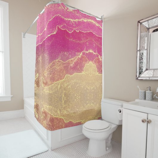 Rosa und Goldmarmor Elegant Duschvorhang (Beispiel)