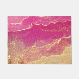Rosa und Goldmarmor Elegant Fußmatte