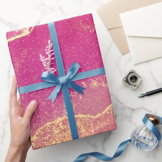 Rosa und Goldmarmor Elegant Geschenkpapier (Schenken)