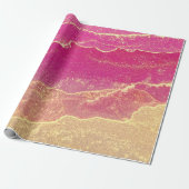 Rosa und Goldmarmor Elegant Geschenkpapier (Ungerollt)