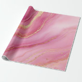 Rosa und Goldmarmor Elegant Geschenkpapier (Ungerollt)