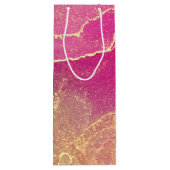 Rosa und Goldmarmor Elegant Geschenktüte Für Weinflaschen (Rückseite)