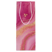 Rosa und Goldmarmor Elegant Geschenktüte Für Weinflaschen (Rückseite)