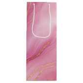 Rosa und Goldmarmor Elegant Geschenktüte Für Weinflaschen (Vorderseite)