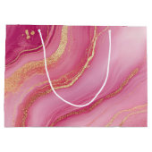 Rosa und Goldmarmor Elegant Große Geschenktüte (Rückseite)