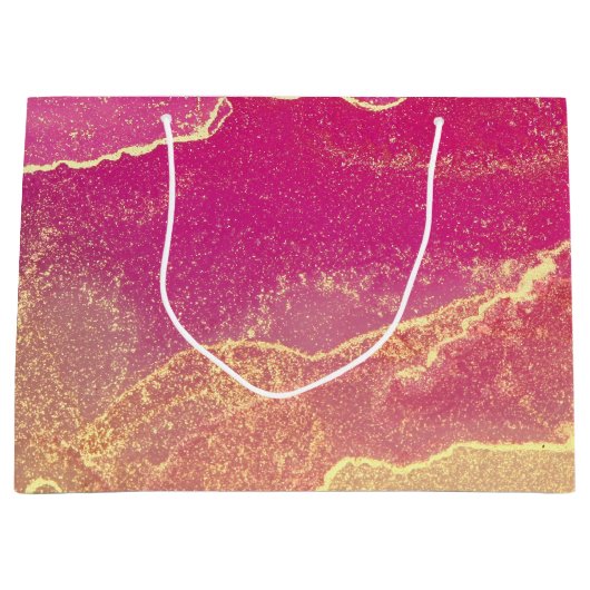 Rosa und Goldmarmor Elegant Große Geschenktüte (Vorderseite)