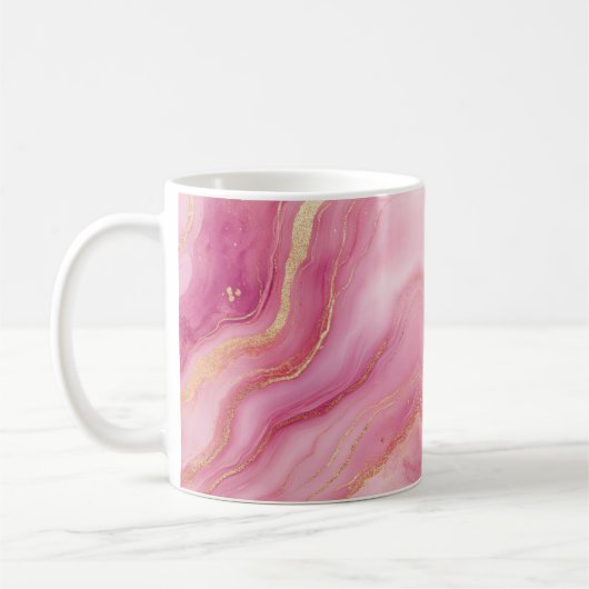 Rosa und Goldmarmor Elegant Kaffeetasse (Links)
