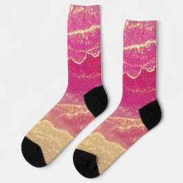 Rosa und Goldmarmor Elegant Socken