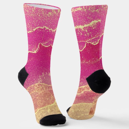 Rosa und Goldmarmor Elegant Socken (Gewinkelt)