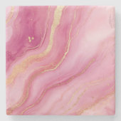 Rosa und Goldmarmor Elegant Steinuntersetzer (Vorderseite)