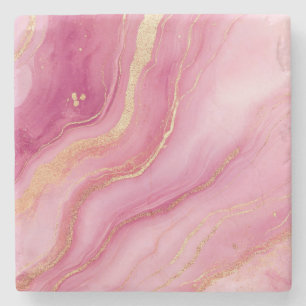 Rosa und Goldmarmor Elegant Steinuntersetzer