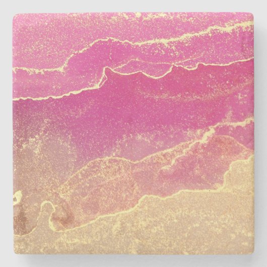 Rosa und Goldmarmor Elegant Steinuntersetzer (Vorderseite)